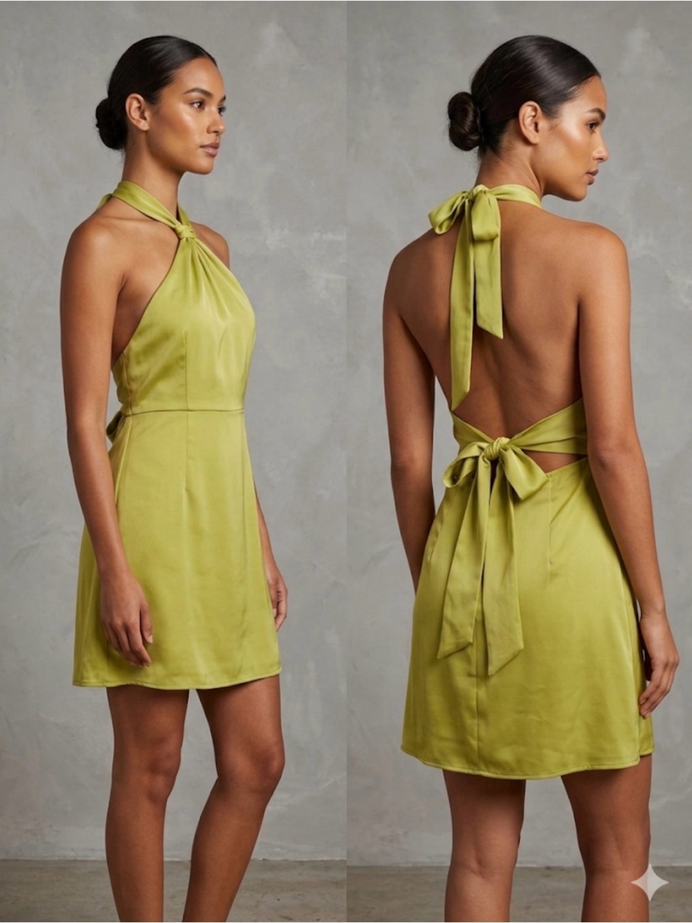 Urban Outfitters Lime Green Halter Backless Mini Dress